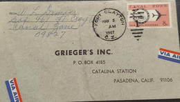 O) 1967 CANAL ZONE, SEAL AND JET PLANE, FORT CLAYTON CANCELLATION, GRIEGER'S INC. AIRMAIL, PASADENA CALIFORNIA - Kanalzone
