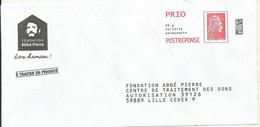 PAP POSTREPONSE PRIO FONDATION ABBE PIERRE. LOT 380038. - PAP: Antwort/Marianne L'Engagée