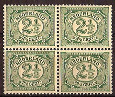 Nederland 1899 NVPH Nr 55 Blok Van 4 Postfris/MNH Cijfer - Unused Stamps