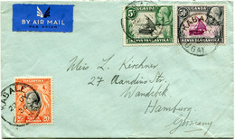 OUGANDA LETTRE PAR AVION DEPART KABALE 22 JY 36 UGANDA POUR L'ALLEMAGNE - Ouganda (...-1962)