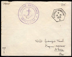 FRANCE(1959) Anchor. Feldpost Envelope With Violet Circular Cancel Of MARINE INTERNATIONALE. - Sonstige & Ohne Zuordnung