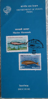 Indien India 1991 Wildtiere Mi 1291/92 Broschüre Mit Sonderstempel Seekuh/Delfin - Cartas & Documentos