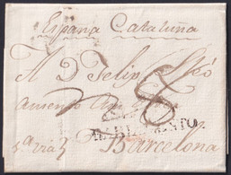 PREFI-791 CUBA 1816 STAMPLESS BLACK POSTMARK ISLAS DE BARLOVENTO HAVANA – BARCELONA. - Préphilatélie