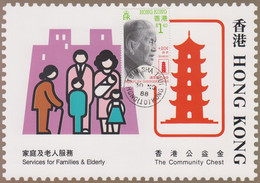 Carte  Maximum   HONG  KONG    Caisse  De  Bienfaisance    1988 - Cartoline Maximum