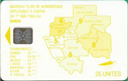 Gabon - OPT (Chip) - Map Of Gabon (Yellow) - SC5, Cn. C51100986 White, 25Units, Used - Gabun