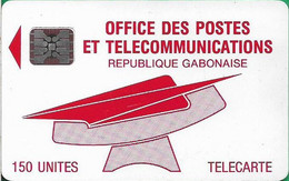 Gabon - OPT (Chip) - Logo (Red) - SC5 SB Afnor, Cn. C2A040630, 150Units, Used - Gabun