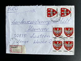 POLAND POLSKA 1993 REGISTERED LETTER KLUCZBORK TO LAATZEN 05-07-1993 POLEN - Brieven En Documenten