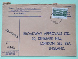 Finland 1976 Cover Turtala To England - Farm On Lake Shore - Cartas & Documentos