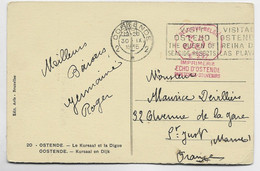 BELGIQUE EMA 35C IMPRIMERIE ECHO D'OSTENDE PAPTERIES SOUVENIRS CARTE OSTENDE 30.IX.1935 TO FRANCE - 1934-1935 Léopold III