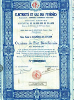 ELECTRICITE & GAZ Des PYRENEES  (1924 )  = LOT De 5 (cinq) Actions - Electricité & Gaz