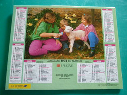 Calendrier 1994 LAVIGNE  Faon  Daim Mouton Enfant Biberon Almanach Facteur PTT POSTE Département Sarthe - Grossformat : 1991-00