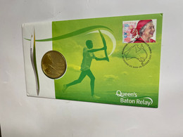 (4 M 38) Australian FDC $ 5.00 Coin Cover Queen's Baton Relay (Commonwealth Games) 2005 - Australia Post RRP Was $ 14.95 - 5 Dollars