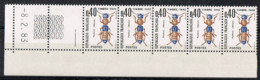 FR 212 - FRANCE Timbre Taxe N° 110 Bande De 5 Bord De Feuille Coin Daté Neuf** Insecte - 1960-.... Postfris