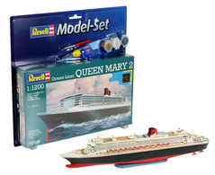 Revell - SET Paquebot QUEEN MARY 2 Cunard + Peintures + Colle Maquette Kit Plastique Réf. 65808 Neuf NBO 1/1200 - Schiffe