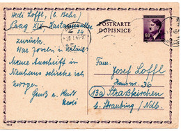 55729 - Deutsches Reich / Boehmen & Maehren - 1945 - 60h GAKte Hitler PRAHA -> Strasskirchen - Lettres & Documents