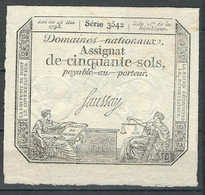 FRANCE 1793 Assignat De 50 Sols - ...-1889 Circulated During XIXth