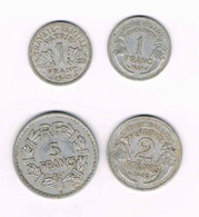 Lot De 4 Monnaies Aluminium France Francisque 1943 1 Franc 1941 2 Francs 1946 5 Francs 1947 - Collections