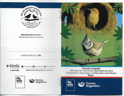 #75202A  ARGENTINA -POLAND 2022 JOINT ISSUE FAUNA BIRDS POST OFFICIAL BROCHURE - Postzegelboekjes