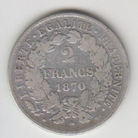 Francia, Republique Francaise. 2 Francs 1870 - 1870-1871 Government Of National Defense