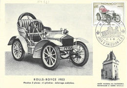 MONACO  -  TIMBRE  N° 561  -   ROLLS ROYCE 1903  -  1961 -      -   1ER JOUR D'EMISSION - Lettres & Documents