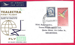 NEW ZEALAND - FIRST FLIGHT TEALECTRA FROM CHRISTCHURCH TO MELBOURNE * 23.JA.60* ON OFFICIAL ENVELOPE - Luftpost