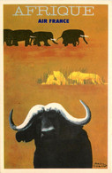 AIR FRANCE Afrique * CPA Publicitaire Illustrateur Paul COLIN * Pub Publicité Aviation Air France éléphants Buffle - Publicité