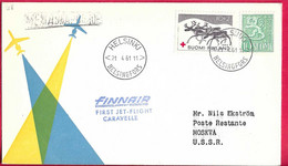 FINLAND - FIRST JET FLIGHT FINNAIR CARAVELLE FROM HELSINKI TO MOSKVA * 21.4.61* ON OFFICIAL ENVELOPE - Briefe U. Dokumente