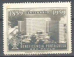 1859 Centenário 1959 Beneficencia Portuguese SÃO PAULO Vignette Vinheta CINDERELLA - Etichette Di Fantasia