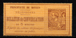 MONACO 1886 / TELEPHONE -  Y.T. N° 1  -  NEUF* - Telefoonzegels