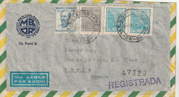 Brésil Lettre Recommandée Avion BOTAFOGO 9/10/1951 Pour Paris France - - Cartas & Documentos