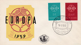 Enveloppe FDC 1111 1112 Europa Salon Philatélique De Bruxelles - 1951-1960