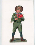 DECOUPIS - S01425 - Ensemble De 1 Découpis - Enfant Tenant 1 Bouquet De Fleurs Et Du Papier - Support15x10cm - L1 - Infantes