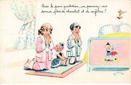 ILLUSTRATEUR - S01973 - Janser - Enfants Faisant Leur Prière - Poupée - Croix - Lit - L1 - Janser
