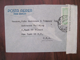 1940's Greece Grèce Cover Air Mail Us Usa Censor Censure - Briefe U. Dokumente