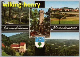 Waldbrunn Strümpfelbrunn - Mehrbildkarte 2 Mit Aussichtsturm Auf Dem Katzenbuckel Und Wappen - Waldbrunn