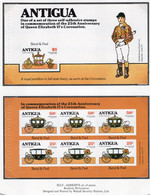 Antigua 1978 Two Booklet Panes Of Self Adhesive Stamps Issued To Celebrate Coronation In Unmounted Mint. - 1960-1981 Autonomie Interne