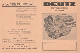 Publicité Automobile / Années 50 - Moteur Diesel De Camions Deutz - Trucks