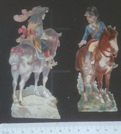 ►  Lot 2 Cavaliers Ancien Régime  (Horse Royalty)  Découpis époque Victorienne XIXe "Victorian Die-cuts" - Children