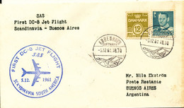 Denmark SAS First Flight DC-8 Jet Flight Scandinavia - Buenos Aires 5-12-1961 - Storia Postale