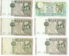 Italie 1 Biljet Van 500 Lire En 9 Biljetten Van 1000 Lire Gebruikt (3207) - 1000 Lire