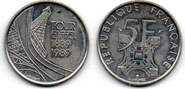 5 Francs 1989 Eiffel SUP - 5 Francs