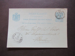 1892 Ganzsache Delft Nach Berlin Mit Ank. K1 Berlin P.A. No41 / Firmen PK De Nederlandische Gist En Spiritusfabrik - Postal Stationery
