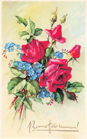 BONNE FETE MAMAN - S04650 - Bouquet De Fleurs - Rose - Myosotis - L1 - Fête Des Mères