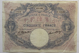 France - 50 Francs - 10-9-1926 - PICK 64h / F14.39 - TTB - 50 F 1889-1927 ''Bleu Et Rose''
