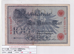 GERMANIA IMPERO 100 MARK 1908 P 33 - 100 Mark