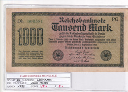 GERMANIA WEIMAR 1'000 MARK 1922 P 76 - 1000 Mark