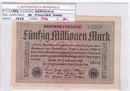 GERMANIA WEIMAR 50 MILLIONEN MARK 1922 P 109E - 50 Mio. Mark