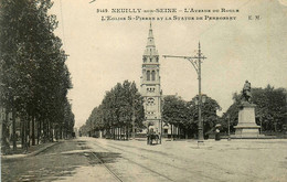 Neuilly Sur Seine * L'avenue Du Roule * L'église St Pierre Et La Statue De Perronnet * Rails - Neuilly Sur Seine