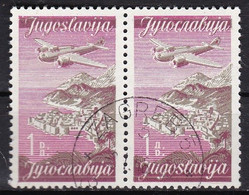 YU404 – YOUGOSLAVIA – AIRMAIL - 1947 – PLANE OVER CITIES – Y&T # 18A/B USED - Poste Aérienne