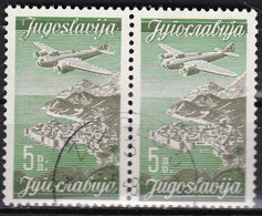 YU405 – YOUGOSLAVIA – AIRMAIL - 1947 – PLANE OVER CITIES – Y&T # 20A/B USED - Poste Aérienne